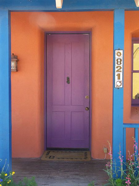 Door-PICT5161-w.jpg - #0103_Purple Door 821:  In Old Town Tucson, Arizonia.  Note the upside number eight; belief is that nothing is perfect so make something imperfect so the rest will be perfect.