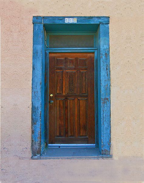 Door_338.jpg - #0160_Brown Door with Blue Trim, Old Tucson, Arizona.
