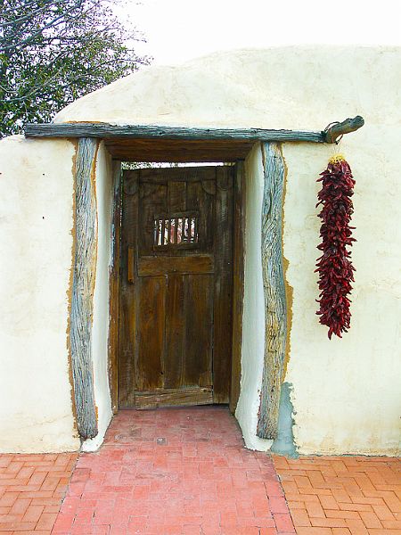 Hanging_Peppers_Door_5061.jpg - #0155_Hanging Peppers Door, Santa Fe, New Mexico.