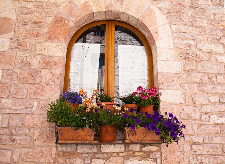 Window_DSC06781.jpg - #0149_Arched Window with flowers, Assisi, Italy