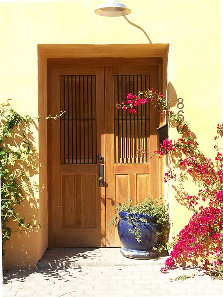 Yellow-wall-door-PICT5164-w.jpg - #0118_Bars and Bougainvillea, Old Town Tucson, AZ