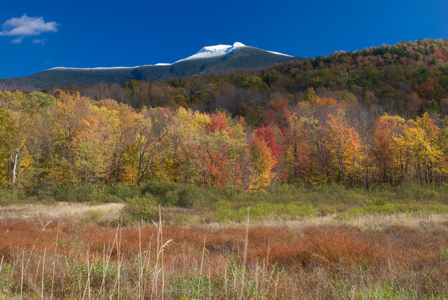 Corbit_Corners_4841.jpg - "Mt. Mansfield North Face in Fall" - Snow capped view from Corbett Corners, Underhill, VT 