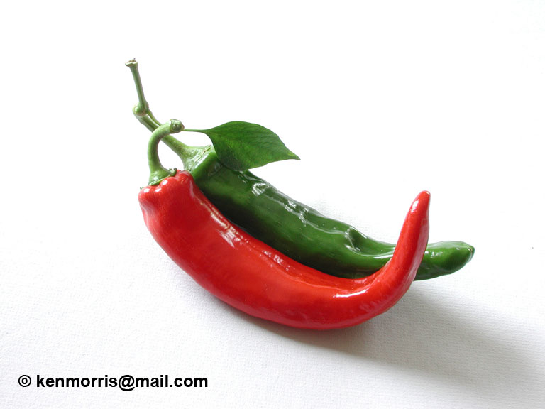 Pepper-4-web.jpg - #0273_Sensuous Peppers:  Peppers from our garden that called out to be photographed together.  A set of four small pictures in a 36 inch frame looks good on the kitchen wall.