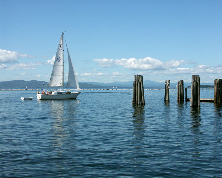 SailboatLakeChampPICT1965.jpg - #0185_Sailboat on Lake Champlain PICT1965:  Taken from the ferry dock in Burlington.